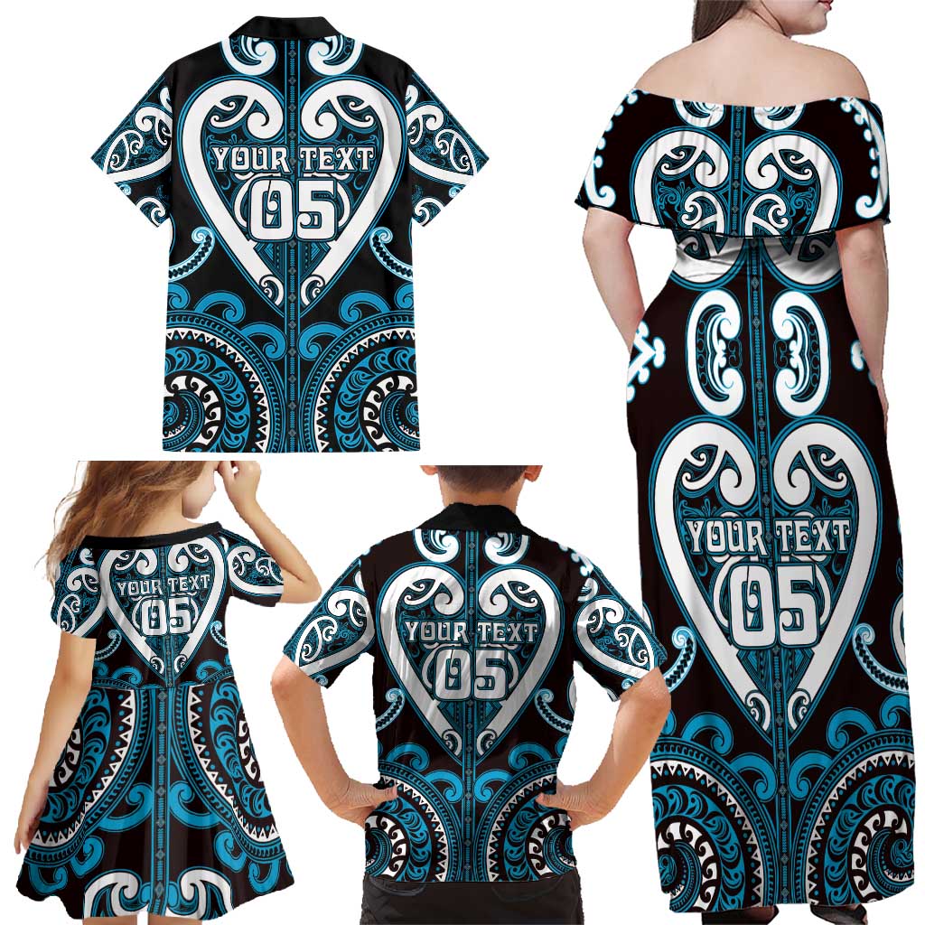 Custom Aotearoa Ngati Porou Family Matching Off Shoulder Maxi Dress and Hawaiian Shirt Maori Tribal Pattern