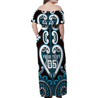 Custom Aotearoa Ngati Porou Family Matching Off Shoulder Maxi Dress and Hawaiian Shirt Maori Tribal Pattern