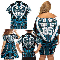 Custom Aotearoa Ngati Porou Family Matching Off Shoulder Short Dress and Hawaiian Shirt Maori Tribal Pattern