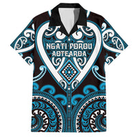 Custom Aotearoa Ngati Porou Family Matching Puletasi and Hawaiian Shirt Maori Tribal Pattern LT05 Dad's Shirt - Short Sleeve Blue - Polynesian Pride