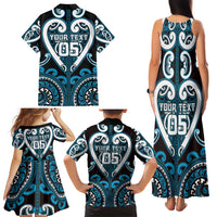 Custom Aotearoa Ngati Porou Family Matching Tank Maxi Dress and Hawaiian Shirt Maori Tribal Pattern