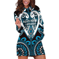 Custom Aotearoa Ngati Porou Hoodie Dress Maori Tribal Pattern LT05 Blue - Polynesian Pride