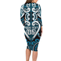 Custom Aotearoa Ngati Porou Long Sleeve Bodycon Dress Maori Tribal Pattern