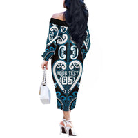 Custom Aotearoa Ngati Porou Off The Shoulder Long Sleeve Dress Maori Tribal Pattern