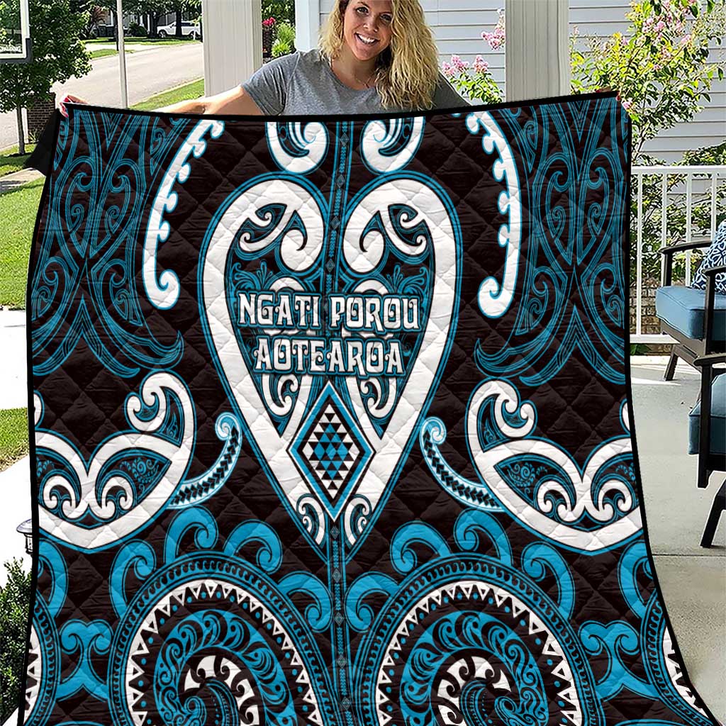 Aotearoa Ngati Porou Quilt Maori Tribal Pattern LT05 Blue - Polynesian Pride