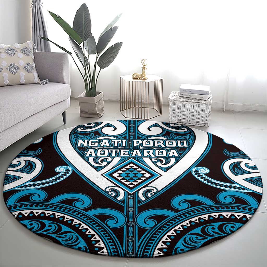Aotearoa Ngati Porou Round Carpet Maori Tribal Pattern
