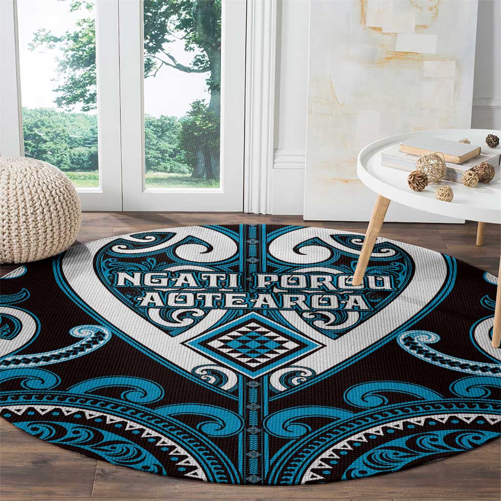Aotearoa Ngati Porou Round Carpet Maori Tribal Pattern