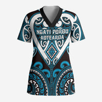 Custom Aotearoa Ngati Porou Scrub Top Maori Tribal Pattern - Polynesian Pride