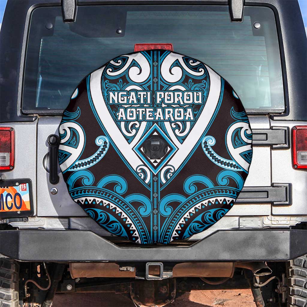 Aotearoa Ngati Porou Spare Tire Cover Maori Tribal Pattern LT05 Blue - Polynesian Pride