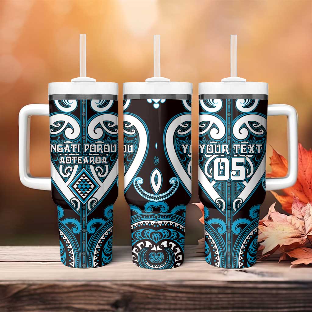 Custom Aotearoa Ngati Porou Tumbler With Handle Maori Tribal Pattern