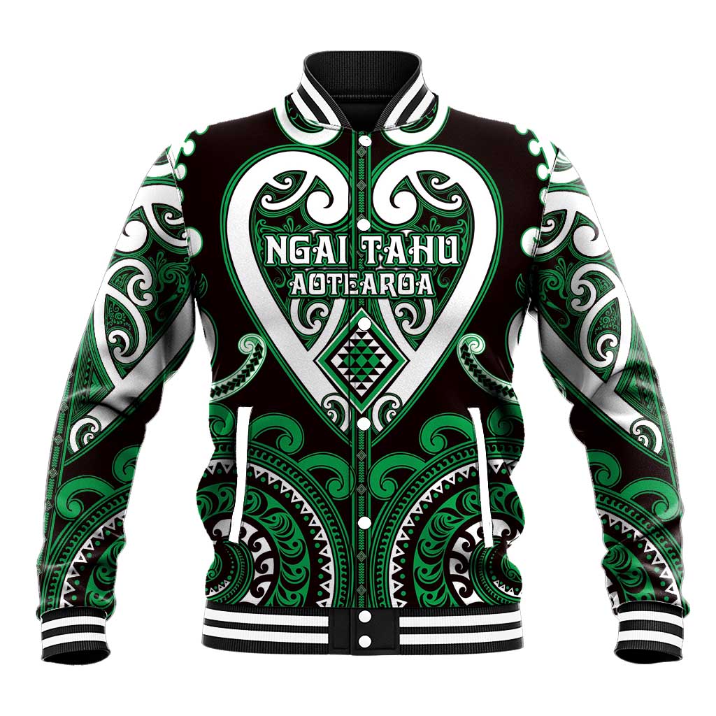 Custom Aotearoa Ngai Tahu Baseball Jacket Maori Tribal Pattern LT05 Unisex Green - Polynesian Pride