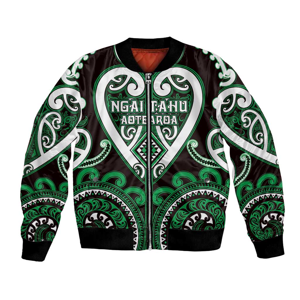 Custom Aotearoa Ngai Tahu Bomber Jacket Maori Tribal Pattern LT05 Unisex Green - Polynesian Pride
