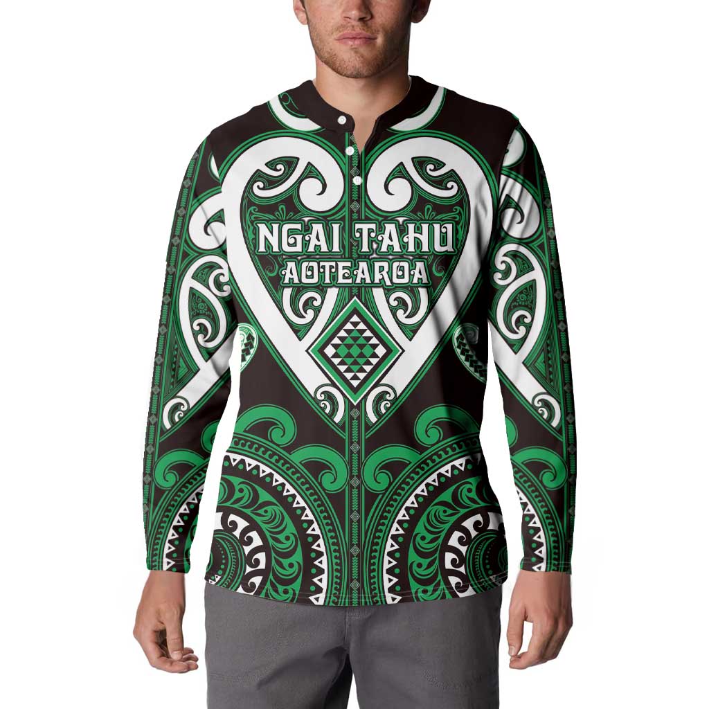 Custom Aotearoa Ngai Tahu Button Sweatshirt Maori Tribal Pattern LT05 - Polynesian Pride
