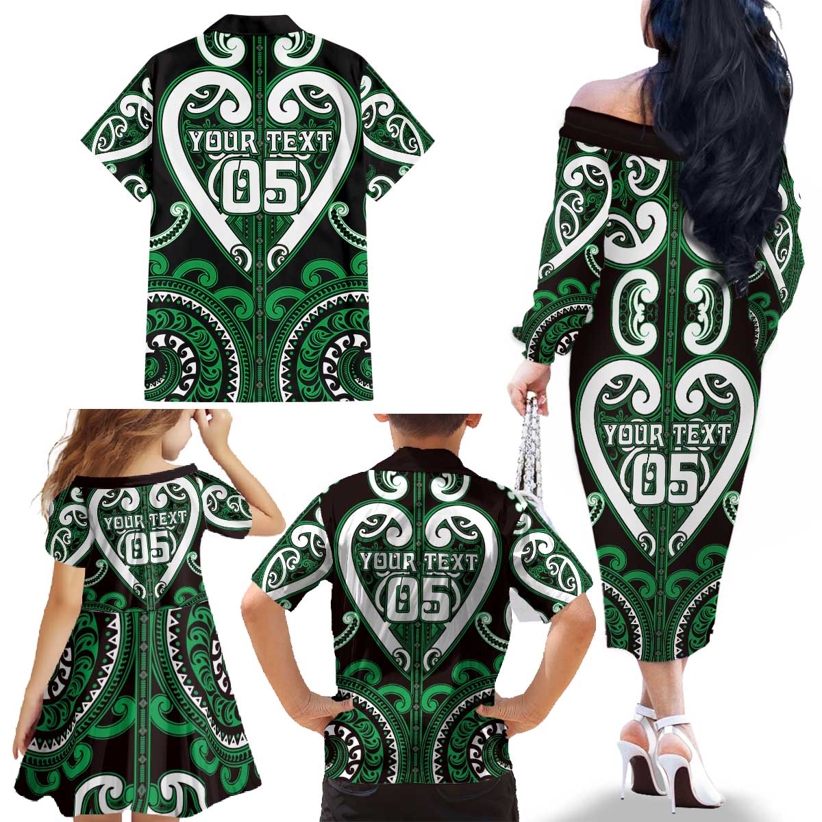 Custom Aotearoa Ngai Tahu Family Matching Off The Shoulder Long Sleeve Dress and Hawaiian Shirt Maori Tribal Pattern