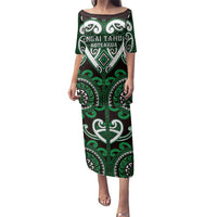 Custom Aotearoa Ngai Tahu Family Matching Puletasi and Hawaiian Shirt Maori Tribal Pattern LT05 Mom's Dress Green - Polynesian Pride