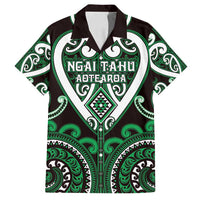 Custom Aotearoa Ngai Tahu Family Matching Summer Maxi Dress and Hawaiian Shirt Maori Tribal Pattern LT05 Dad's Shirt - Short Sleeve Green - Polynesian Pride