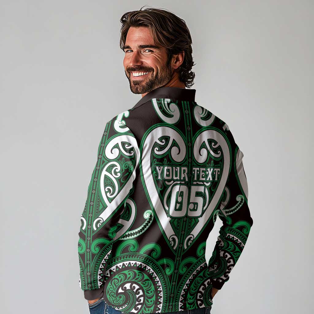 Custom Aotearoa Ngai Tahu Long Sleeve Polo Shirt Maori Tribal Pattern