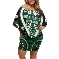 Custom Aotearoa Ngai Tahu Off Shoulder Short Dress Maori Tribal Pattern