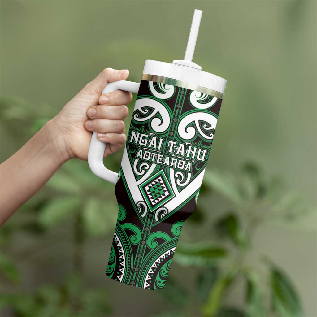Custom Aotearoa Ngai Tahu Tumbler With Handle Maori Tribal Pattern