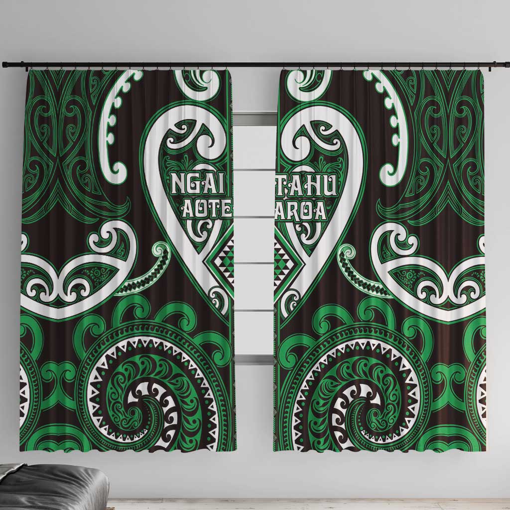 Aotearoa Ngai Tahu Window Curtain Maori Tribal Pattern LT05 With Hooks Green - Polynesian Pride