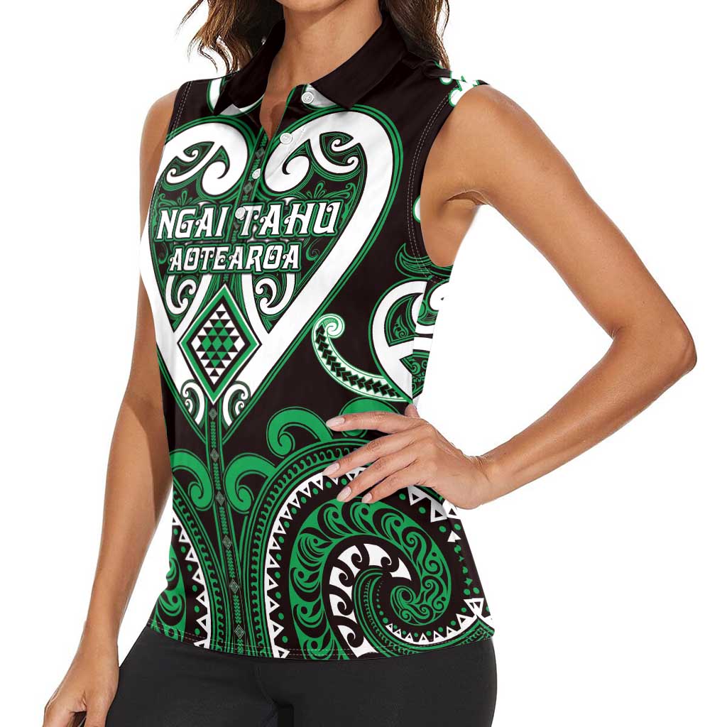 Custom Aotearoa Ngai Tahu Women Sleeveless Polo Shirt Maori Tribal Pattern