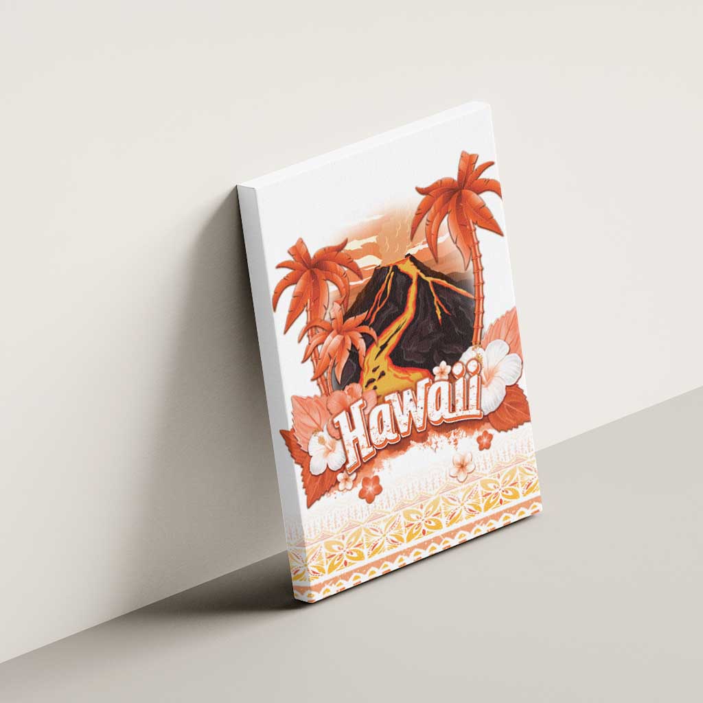 Hawaiian Volcano Lava Flow Canvas Wall Art With Hawaiian Tapa Pattern