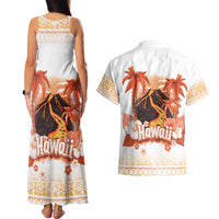 Hawaiian Volcano Lava Flow Couples Matching Tank Maxi Dress and Hawaiian Shirt With Hawaiian Tapa Pattern LT05 - Polynesian Pride