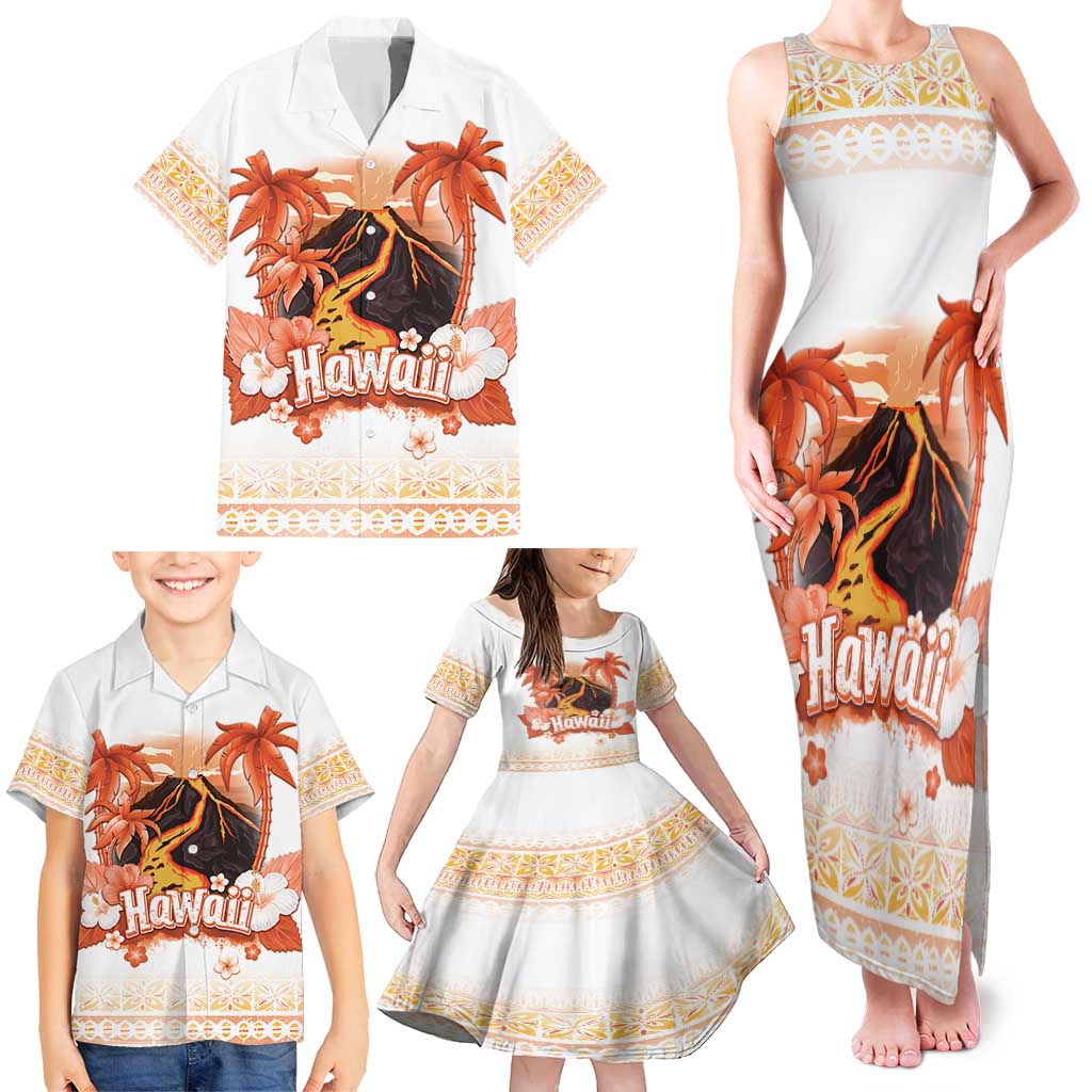 Hawaiian Volcano Lava Flow Family Matching Tank Maxi Dress and Hawaiian Shirt With Hawaiian Tapa Pattern LT05 - Polynesian Pride