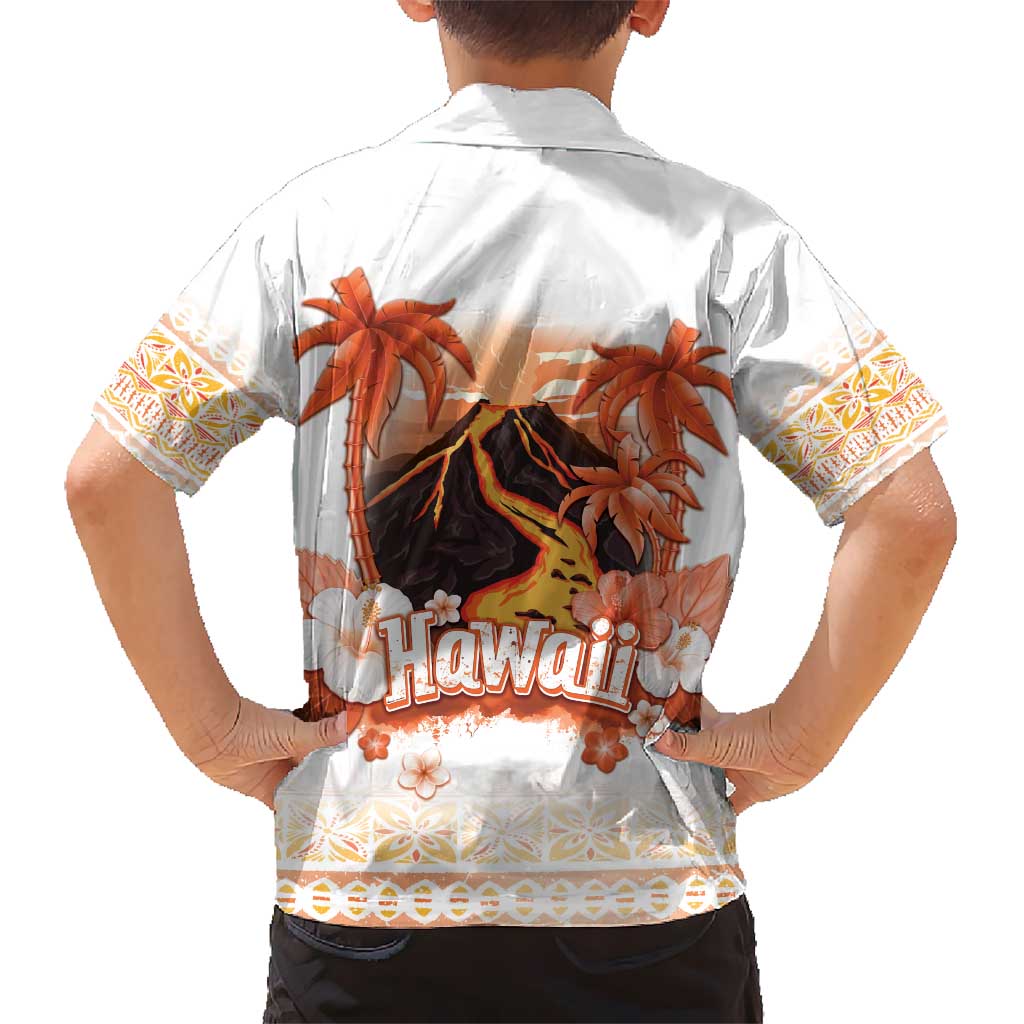 Hawaiian Volcano Lava Flow Kid Hawaiian Shirt With Hawaiian Tapa Pattern