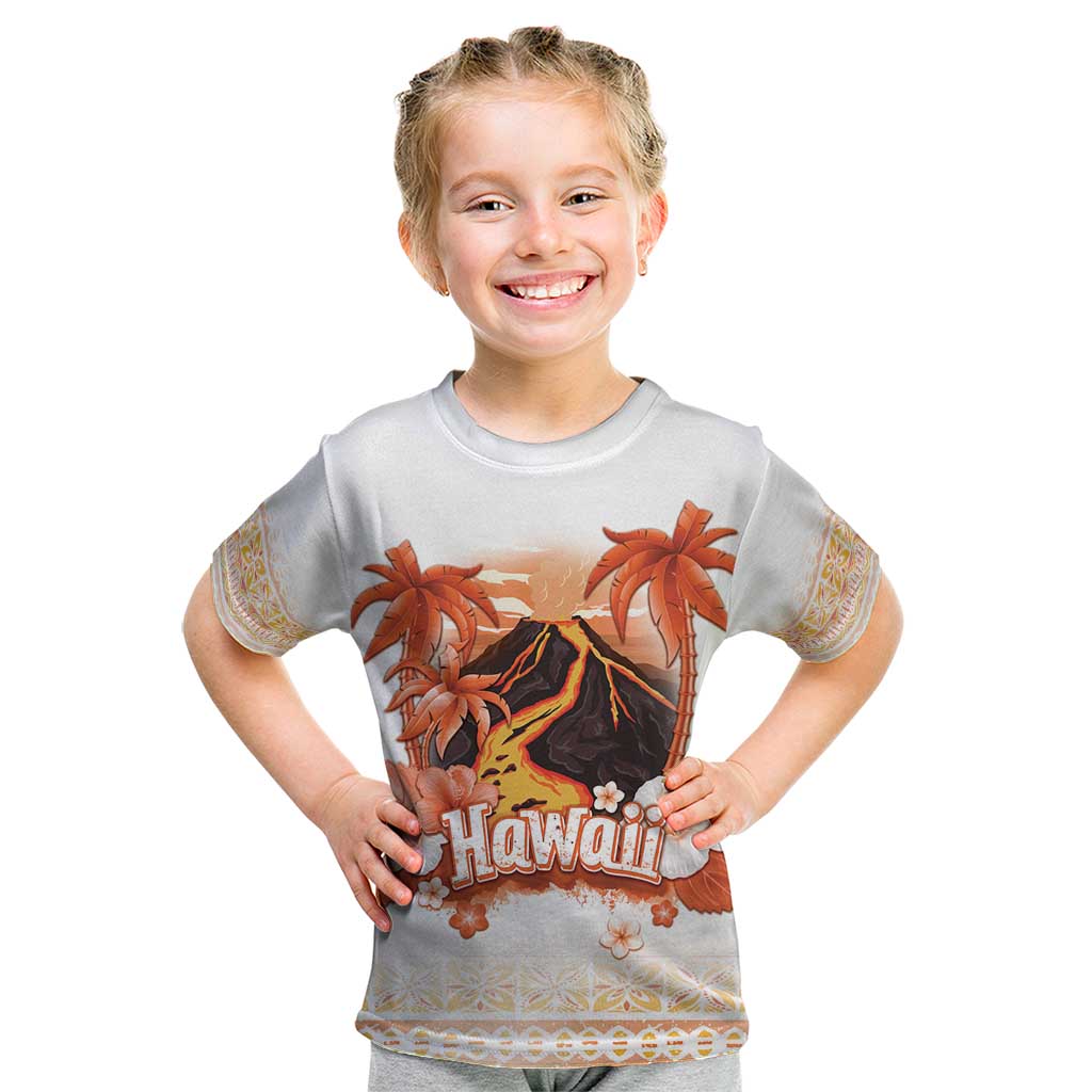Hawaiian Volcano Lava Flow Kid T Shirt With Hawaiian Tapa Pattern