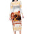 Hawaiian Volcano Lava Flow Long Sleeve Bodycon Dress With Hawaiian Tapa Pattern