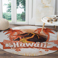 Hawaiian Volcano Lava Flow Round Carpet With Hawaiian Tapa Pattern LT05 - Polynesian Pride