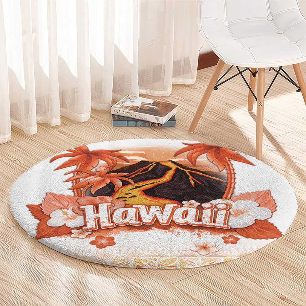 Hawaiian Volcano Lava Flow Round Carpet With Hawaiian Tapa Pattern LT05 - Polynesian Pride