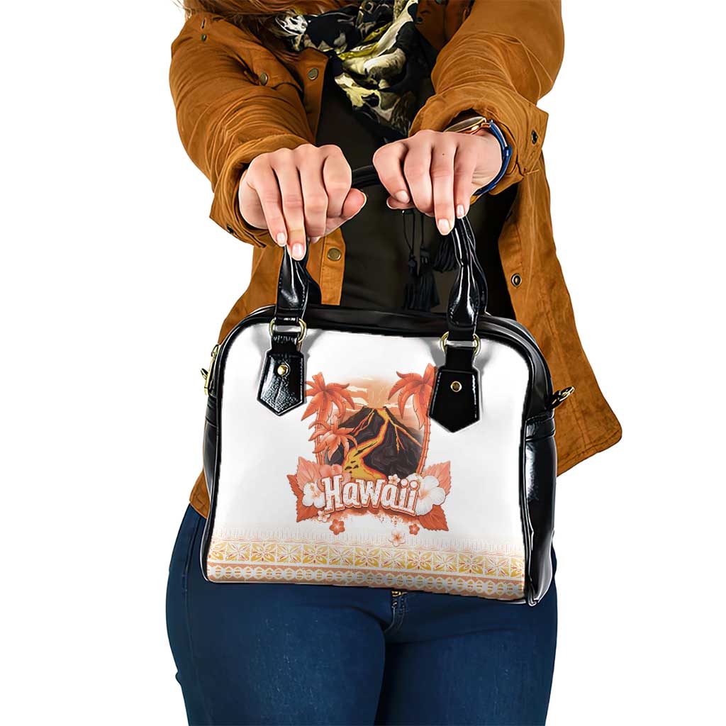 Hawaiian Volcano Lava Flow Shoulder Handbag With Hawaiian Tapa Pattern LT05 One Size Orange - Polynesian Pride