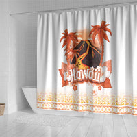 Hawaiian Volcano Lava Flow Shower Curtain With Hawaiian Tapa Pattern