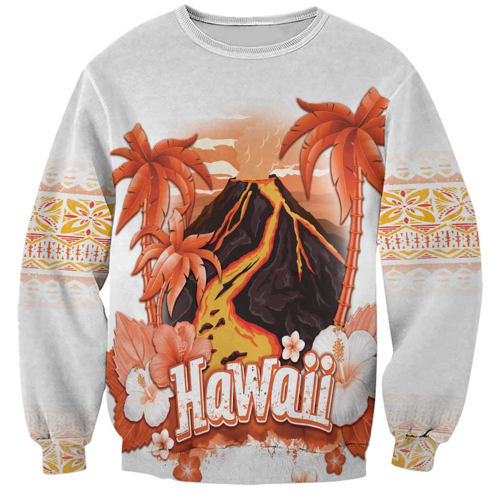 Hawaiian Volcano Lava Flow Sweatshirt With Hawaiian Tapa Pattern