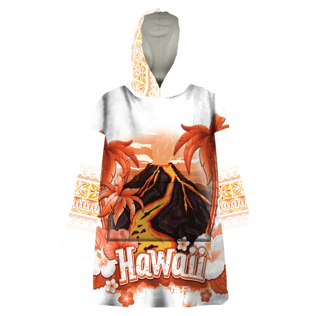 Hawaiian Volcano Lava Flow Wearable Blanket Hoodie With Hawaiian Tapa Pattern LT05 One Size Orange - Polynesian Pride