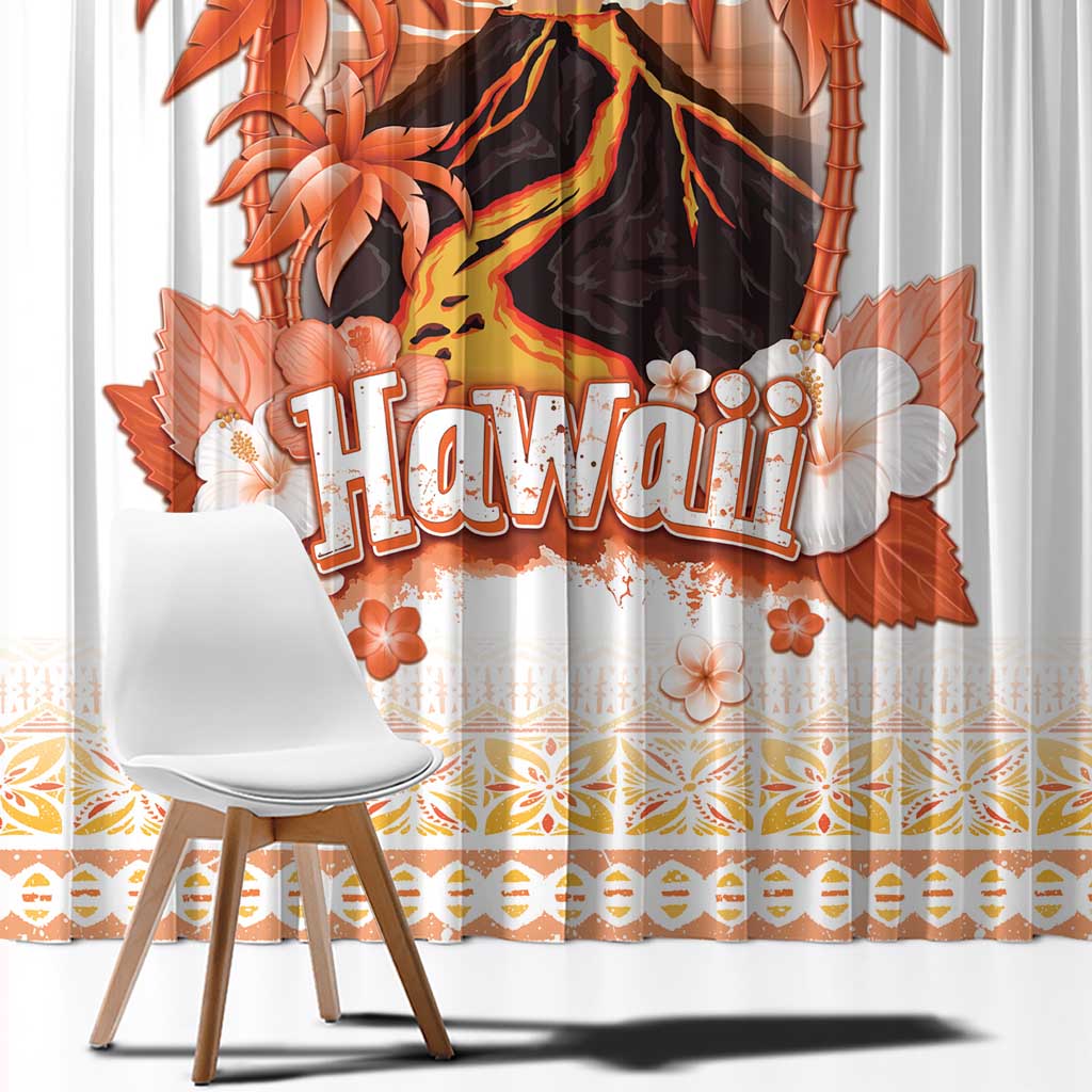 Hawaiian Volcano Lava Flow Window Curtain With Hawaiian Tapa Pattern