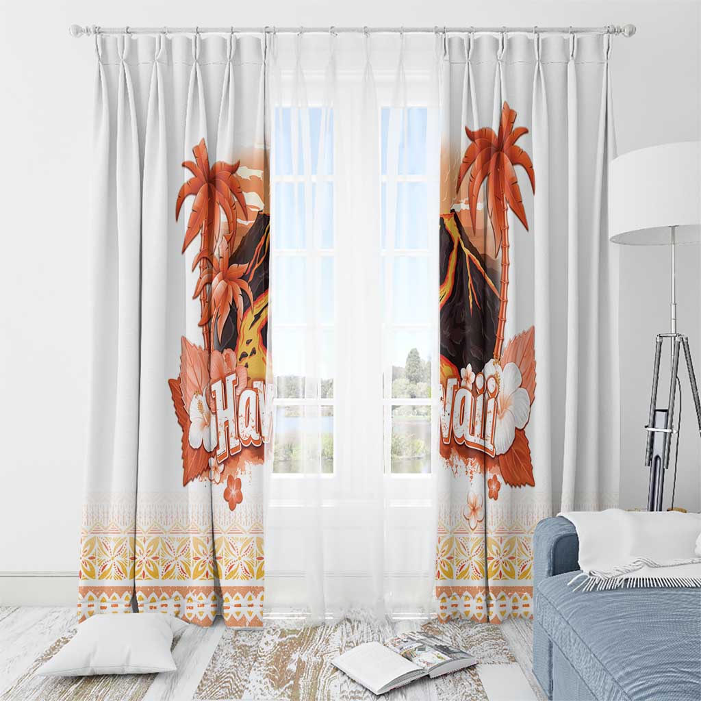 Hawaiian Volcano Lava Flow Window Curtain With Hawaiian Tapa Pattern