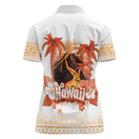 Hawaiian Volcano Lava Flow Women Polo Shirt With Hawaiian Tapa Pattern