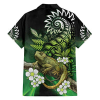 Aotearoa New Zealand Tuatara Family Matching Off The Shoulder Long Sleeve Dress and Hawaiian Shirt Maori Koru Art LT05 - Polynesian Pride