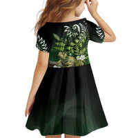 Aotearoa New Zealand Tuatara Family Matching Off Shoulder Short Dress and Hawaiian Shirt Maori Koru Art