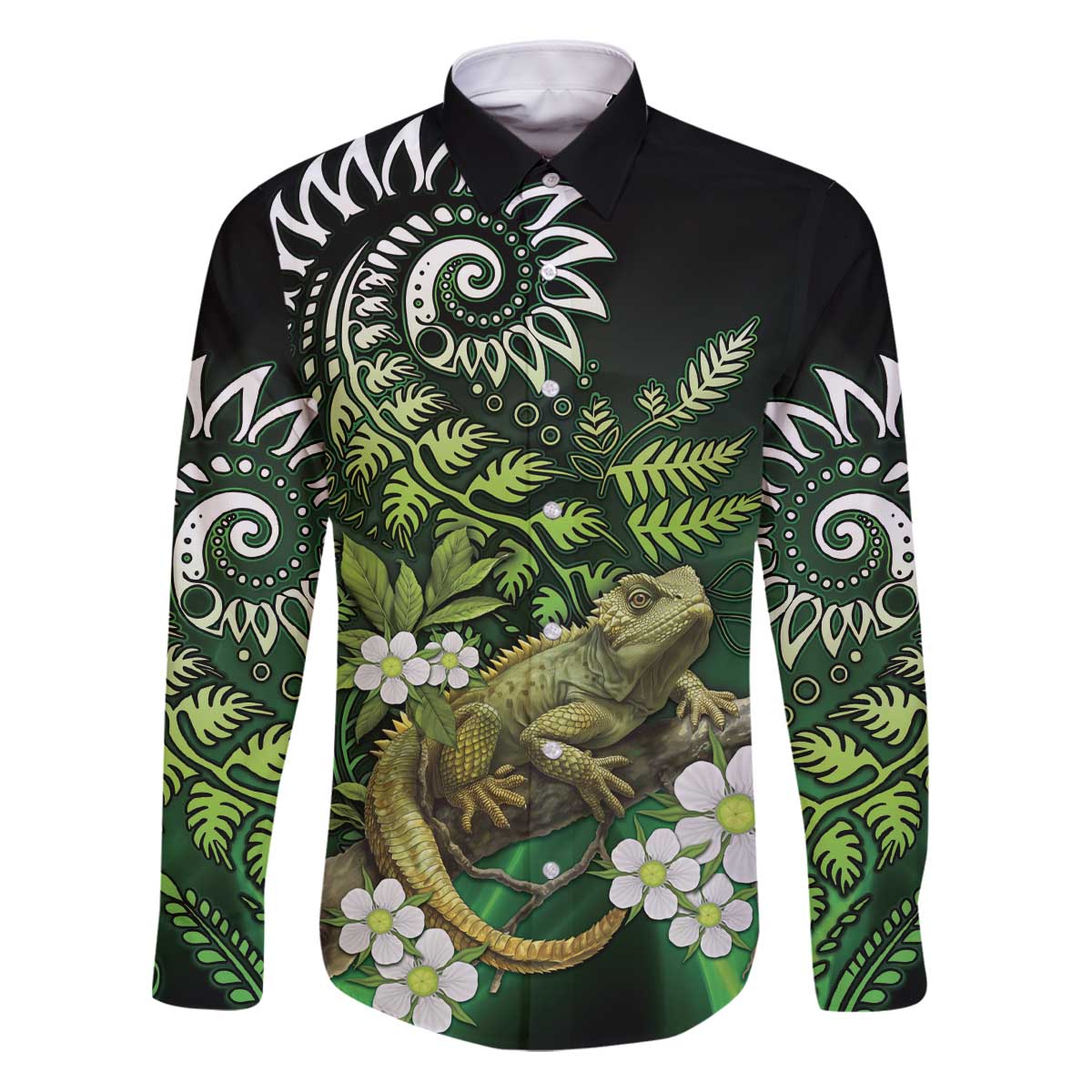 Aotearoa New Zealand Tuatara Family Matching Puletasi and Hawaiian Shirt Maori Koru Art