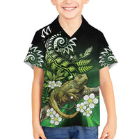 Aotearoa New Zealand Tuatara Family Matching Summer Maxi Dress and Hawaiian Shirt Maori Koru Art