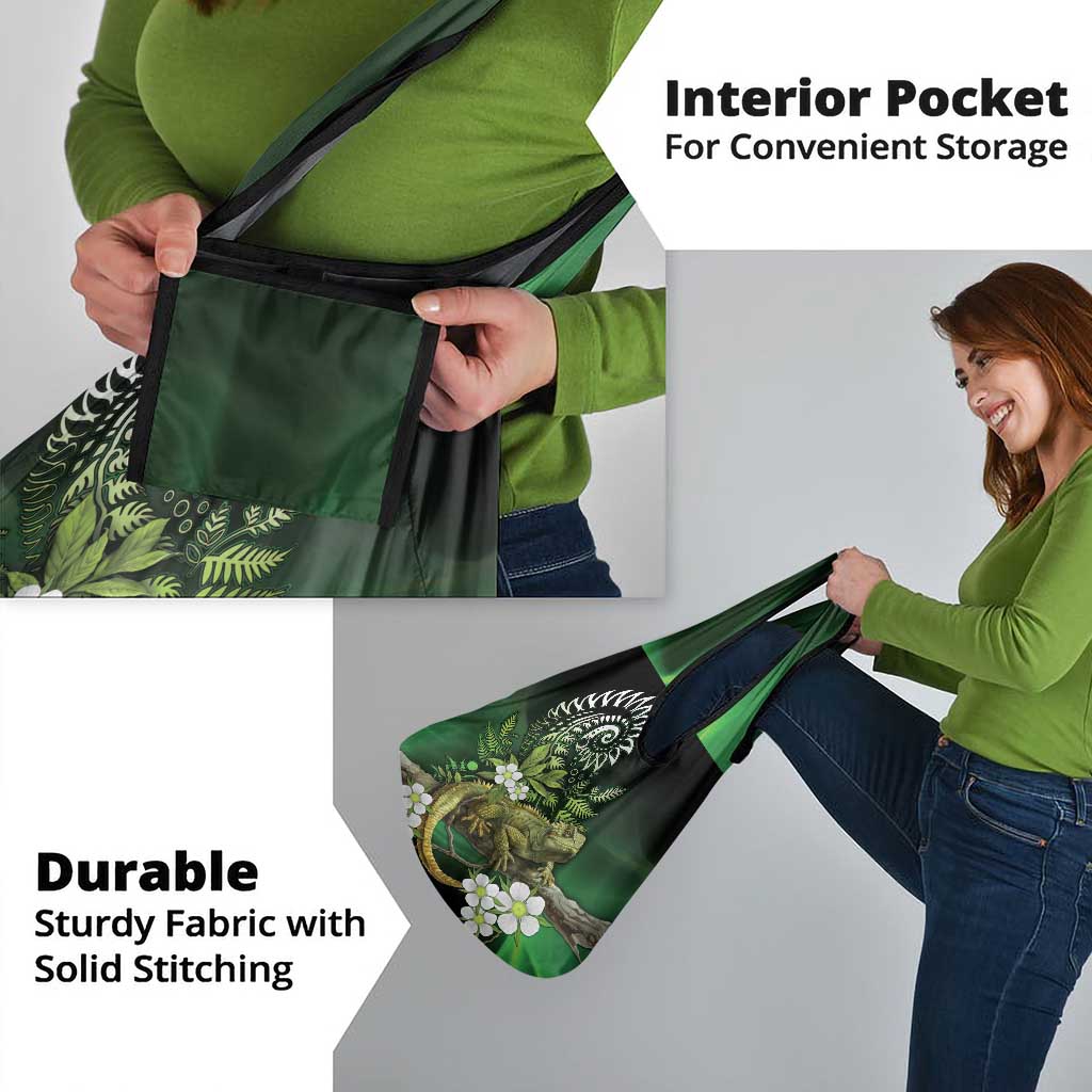 Aotearoa New Zealand Tuatara Grocery Bag Maori Koru Art