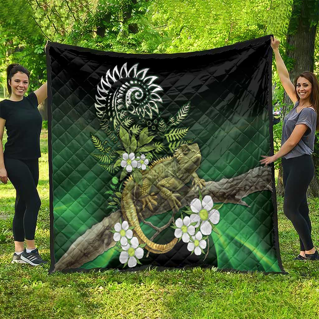 Aotearoa New Zealand Tuatara Quilt Maori Koru Art