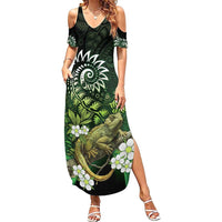Aotearoa New Zealand Tuatara Summer Maxi Dress Maori Koru Art