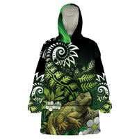 Aotearoa New Zealand Tuatara Wearable Blanket Hoodie Maori Koru Art