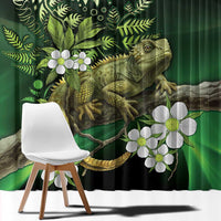 Aotearoa New Zealand Tuatara Window Curtain Maori Koru Art