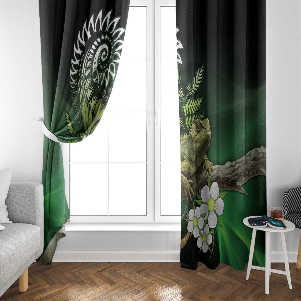 Aotearoa New Zealand Tuatara Window Curtain Maori Koru Art